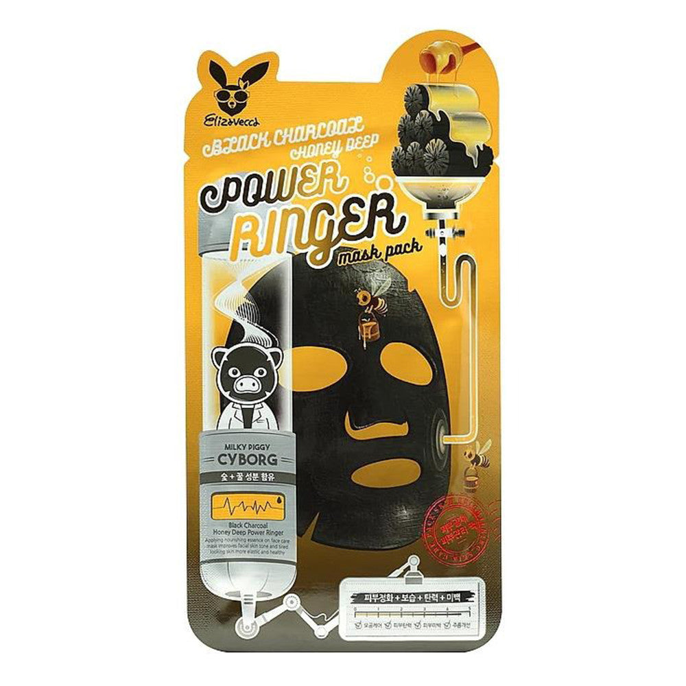 Elizavecca Black Charcoal Honey Deep Power Ringer Face Mask Pack 1Ea